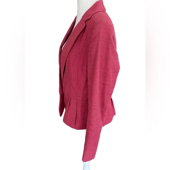 Anne Klein structured pink linen blend one button blazer size 12. - Picture 7 of 11